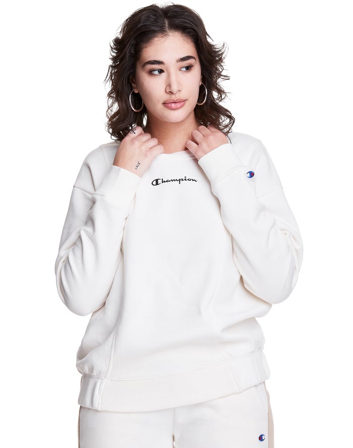 Champion Fleece Crew White Sweatshirt Womens - South Africa YRJHPX426